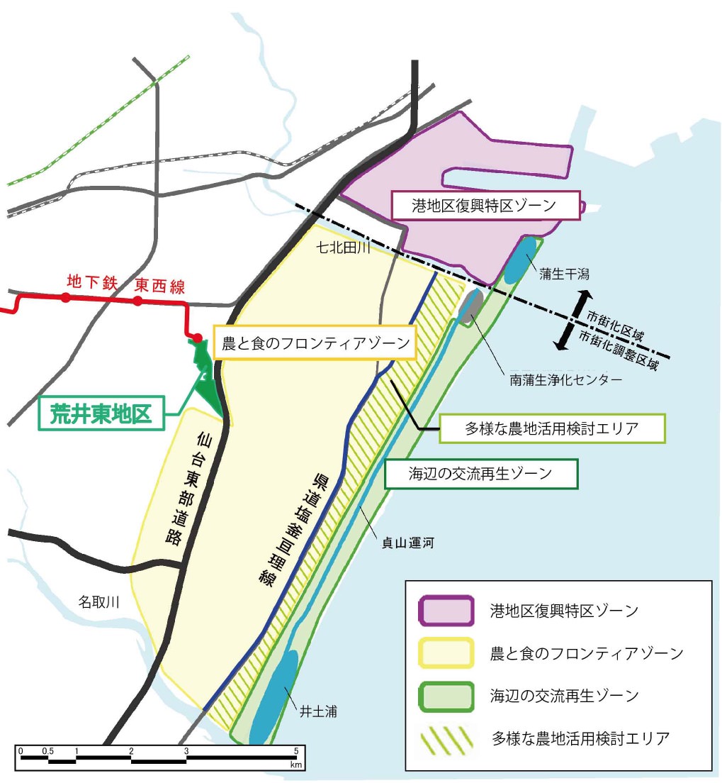 東部地域の土地利用と荒井東の位置関係